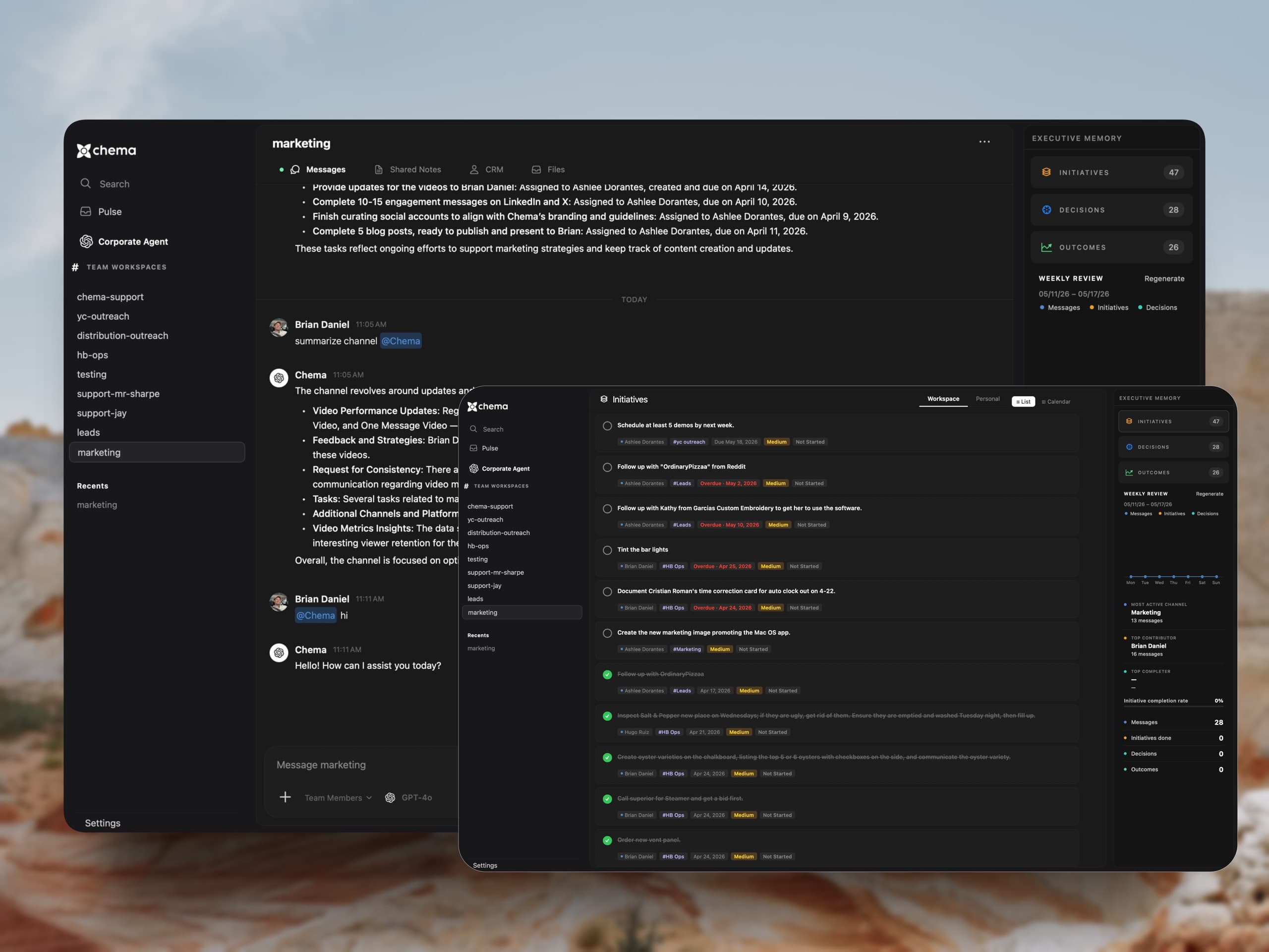 Chema desktop app mockup